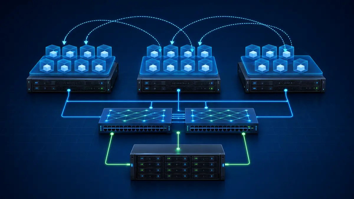 معماری کلاستر مجازی شامل Hostها، شبکه و Storage مشترک